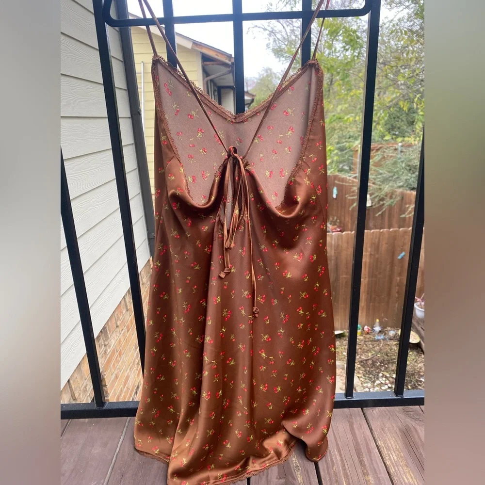 Brown Cherry Slip Dress - Picture 2 of 6